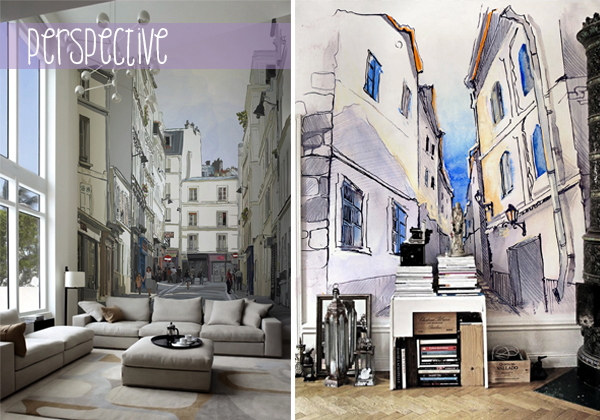 Фотообои для расширения пространства комнаты Улицы Парижа