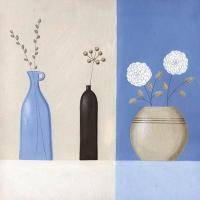 Картина Цветы в белом черном и голубом художница Lucy Barnard