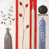 Живопись Изящные вазы и цветы на красном художница Lucy Barnard