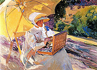 Хоакин Соролья картина Мария рисующая возле Прадо холст 1907 года