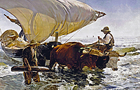 Хоакин Соролья картина Возвращение с рыбалки холст 1894 года