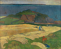 Поль Гоген картина Жатва в Ле Пульдю холст 1890 года