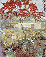 Пьер Боннар картина Сад с красным деревом холст 1909 года