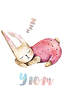 Детский постер зайка акварель