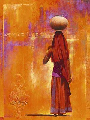 Арт постер Девушка с кувшином художник Ravi Varghese