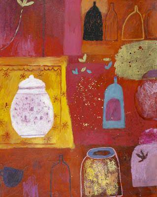 Арт постер Натюрморт с вазами и желтой салфеткой