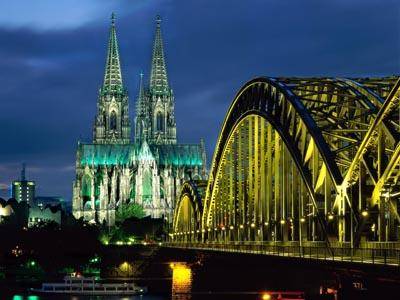 Мост и Кёльнский собор ночью