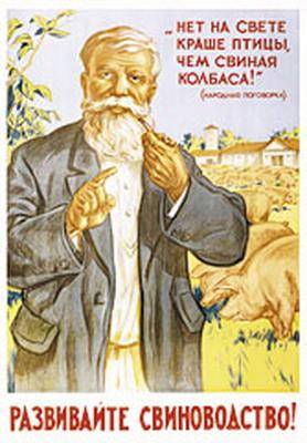 Нет на свете краше птицы чем свиная колбаса! Советский плакат
