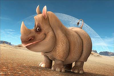 3D постер для детей Добрый носорог