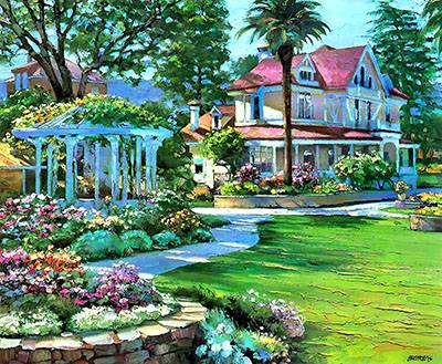Картина Беседка в саду художник-импрессионист Howard Behrens