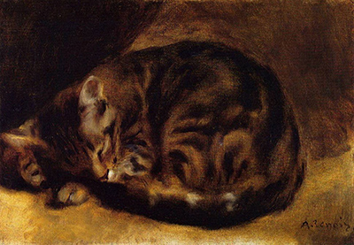 Пьер Огюст Ренуар картина Спящий кот полотно 1862 года