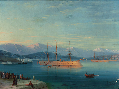 Айвазовский картина Французские суда выходят из Черного моря полотно 1871 года
